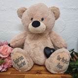 Zipper Bear with Black Urn Memorial Personalised Message on Feet