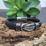Personalised Black Leather Forever Linked Together Silver Knot Bracelet Gift Box for Birthdays
