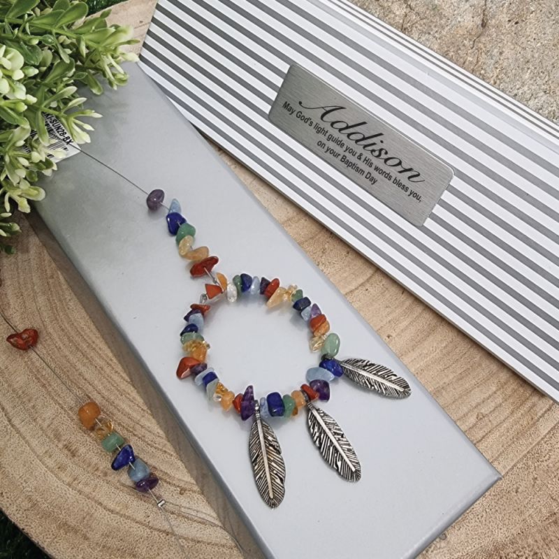 Baptism Gift Personalised Chakra Gemstone Suncatcher