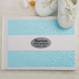 Personalised Christening White & Blue Pebble Guest Book with Custom Plaque