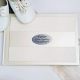 Personalised Cream Glitter Christening Guest Book with Custom Plaque