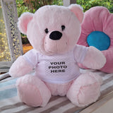 30cm Light Pink Memorial Bear with Personalised Photo Shirt