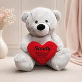 40cm Silver Bear for Godmother with Personalised Heart Message