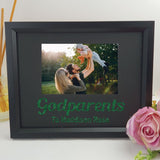 Personalised godparents 6x4 landscape black photo frame with glitter vinyl message – image 2