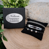 Graduation Personalised Multilayer Leather & Steel Bracelet Gift Box