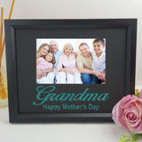 Personalised grandma 6x4 landscape black photo frame with glitter vinyl message – image 1