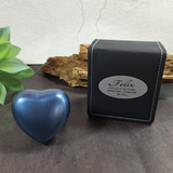 Memorial Heart Blue Urn 70mm Cremation Urn with Plaque