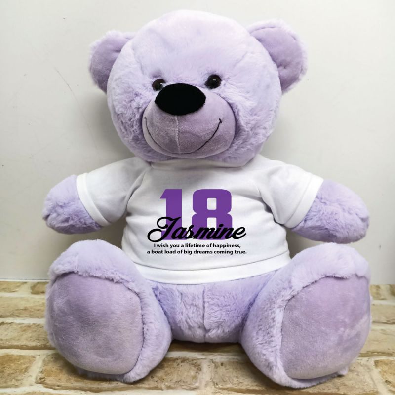 Personalised 40cm Lavender Bear 18th Birthday Shirt