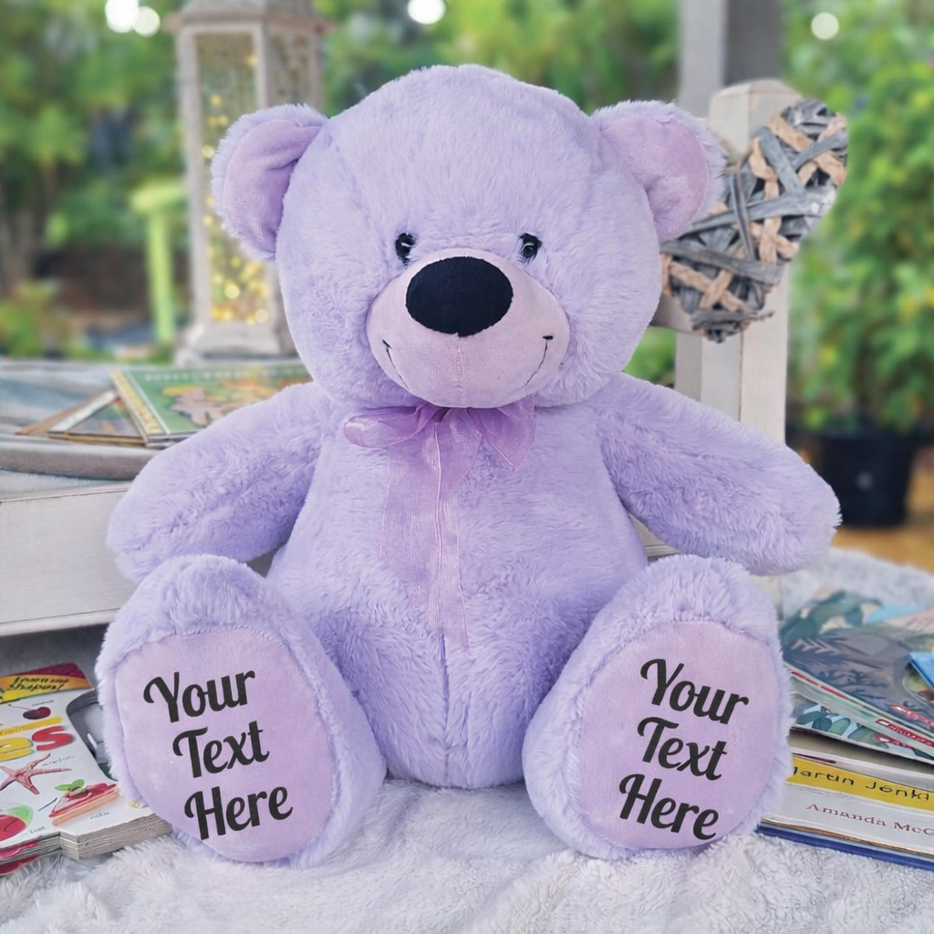 Lavender Bear 30cm Custom Message on Feet
