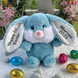 Personalised 23cm Easter Bunny Billy Blue with Message on Ears