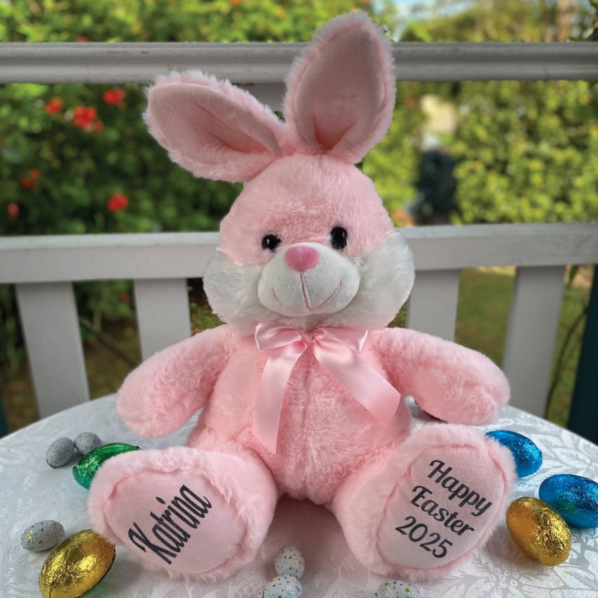 40cm Easter Bunny Plush Toy with Personalised Message on Feet