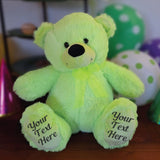 30cm Lime Bear Birthday Gift with Message on Feet