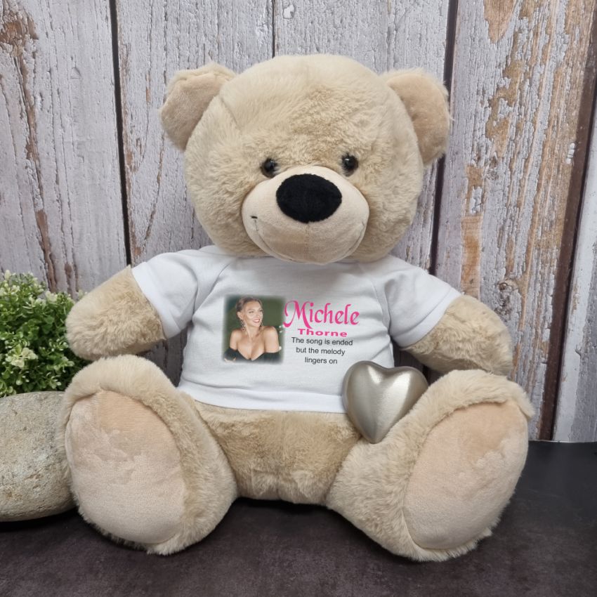 40cm Beige Zipper Bear with Silver Urn for Memorial