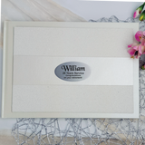 Personalised Cream Glitter Retirement Guest Book with Custom Plaque