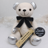 Signature Bear Silver Ears Black Bow with Personalised Badge Coach