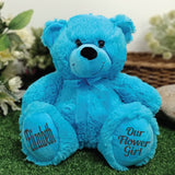 Bright Blue Bear 30cm Flower Girl Gift with Message on Feet