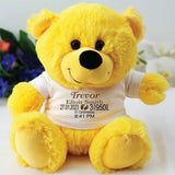 New Baby Birth Details – 23cm Yellow Personalised Teddy Bear